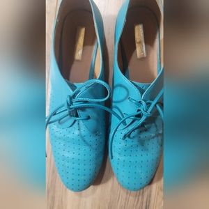 Halogen Teal Tie Lace Leather Oxford Shoes